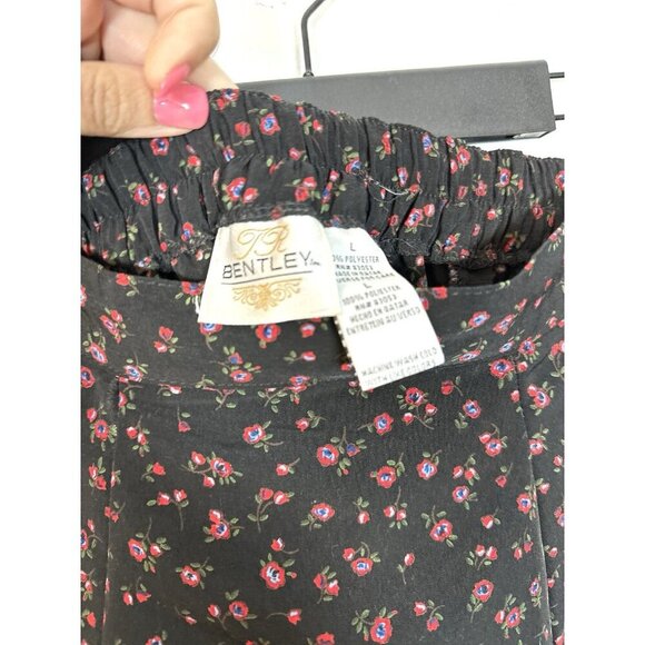 Vintage Bentley Floral‎ Y2K Skirt Black White Floral Dark Large 31” Grunge Midi - Picture 7 of 8